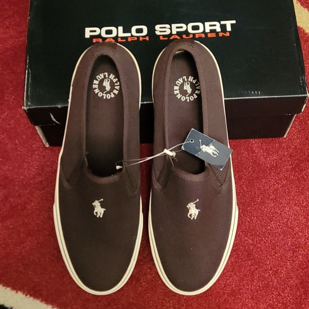 Brand New Ralph Lauren Polo Sport Men's Brown Lofars/ Sneakers